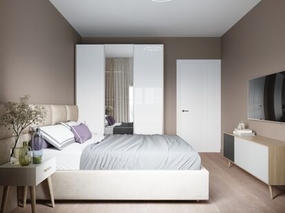 Фото № 2: Дизайн-проект трехкомнатной квартиры 56.34  м² Современный стиль для ЖК ПИК