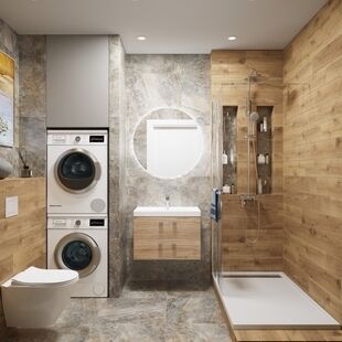 Фото № 3: Дизайн-проект трехкомнатной квартиры 56.34  м² Современный стиль для ЖК ПИК