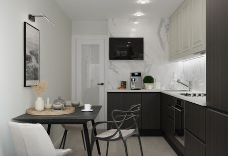 Фото № 3: Дизайн-проект однокомнатной квартиры 34.52  м² Современный стиль для ЖК Московский