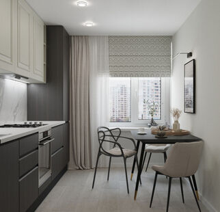 Фото № 6: Дизайн-проект однокомнатной квартиры 34.52  м² Современный стиль для ЖК Московский