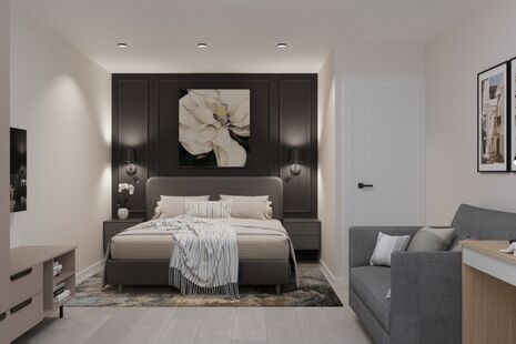 Фото № 1: Дизайн-проект однокомнатной квартиры 34.52  м² Современный стиль для ЖК Московский