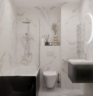 Фото № 5: Дизайн-проект однокомнатной квартиры 34.52  м² Современный стиль для ЖК Московский