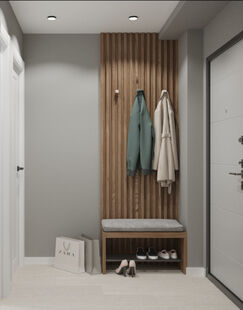 Фото № 2: Дизайн-проект однокомнатной квартиры 34.52  м² Современный стиль для ЖК Московский