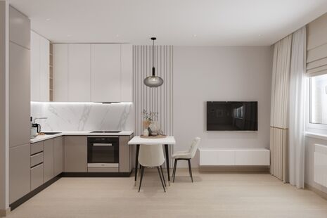 Фото № 6: Дизайн-проект двухкомнатной квартиры 49.45  м² Современный стиль для ЖК Бригантина