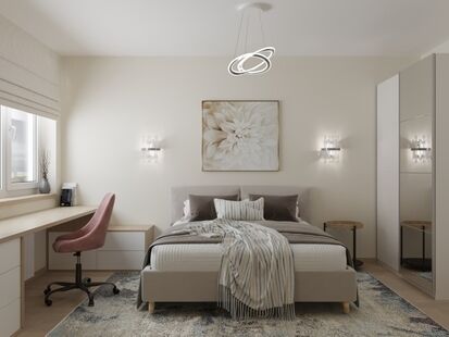 Фото № 2: Дизайн-проект двухкомнатной квартиры 49.45  м² Современный стиль для ЖК Бригантина