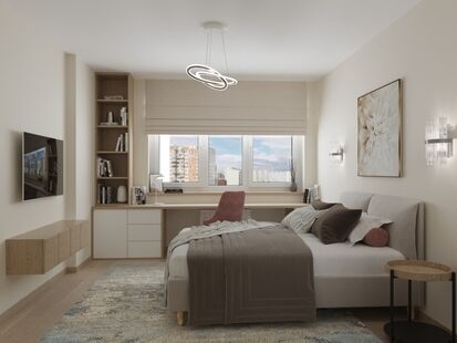 Фото № 3: Дизайн-проект двухкомнатной квартиры 49.45  м² Современный стиль для ЖК Бригантина