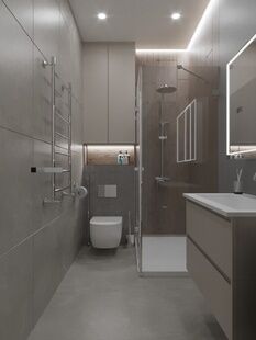 Фото № 3: Дизайн-проект кухни-гостиной 33.43  м² стиль Модернизм для ЖК Прокшино