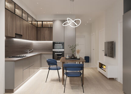 Фото № 3: Дизайн-проект двухкомнатной квартиры 49.33  м² Современный стиль для ЖК Аристократ