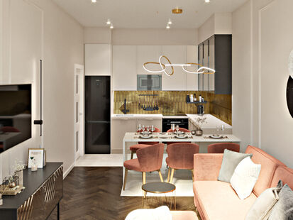 Фото № 1: Дизайн-проект трехкомнатной квартиры 71.63  м² стиль Модернизм для ЖК Балтийский