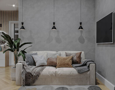 Фото № 4: Дизайн-проект однокомнатной квартиры 38.35  м² Современный стиль для ЖК Новая Рига