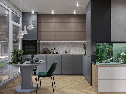 Фото № 6: Дизайн-проект однокомнатной квартиры 38.35  м² Современный стиль для ЖК Новая Рига