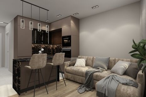 Фото № 6: Дизайн-проект двухкомнатной квартиры 46.94  м² стиль Модернизм для ЖК Расцветай в Люблино