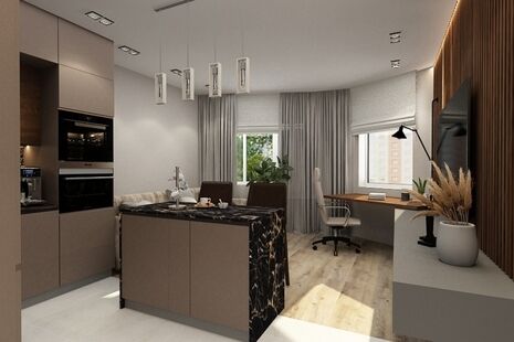 Фото № 2: Дизайн-проект двухкомнатной квартиры 46.94  м² стиль Модернизм для ЖК Расцветай в Люблино