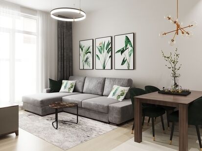 Фото № 4: Дизайн-проект двухкомнатной квартиры 41.78  м² стиль Модернизм для ЖК Скандинавия