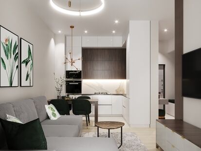 Фото № 3: Дизайн-проект двухкомнатной квартиры 41.78  м² стиль Модернизм для ЖК Скандинавия