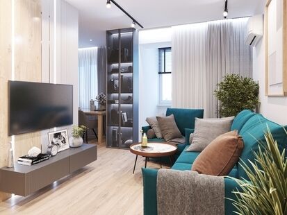 Фото № 3: Дизайн-проект двухкомнатной квартиры 55.08  м² Современный стиль для ЖК Московский