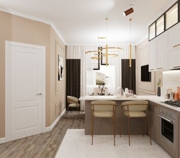 Фото № 1: Дизайн-проект трехкомнатной квартиры 68.2  м² стиль Модернизм для ЖК Сиреневый Парк