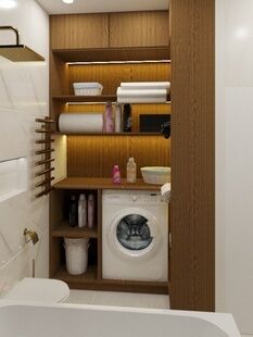 Фото № 2: Дизайн-проект однокомнатной квартиры 42.2  м² стиль Модернизм для ЖК Видный Город