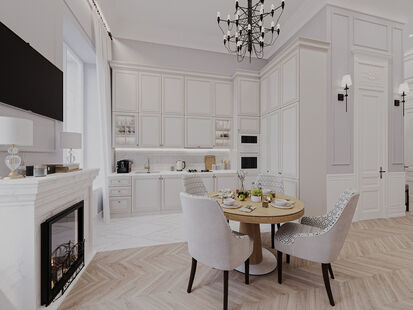 Фото № 4: Дизайн-проект трехкомнатной квартиры 74.2  м² Стиль Современная классика для ЖК Московский