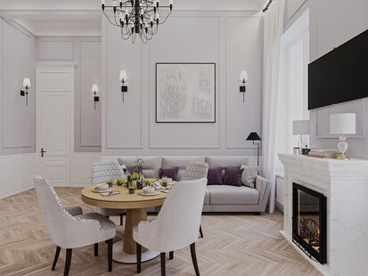 Фото № 1: Дизайн-проект трехкомнатной квартиры 74.2  м² Стиль Современная классика для ЖК Московский