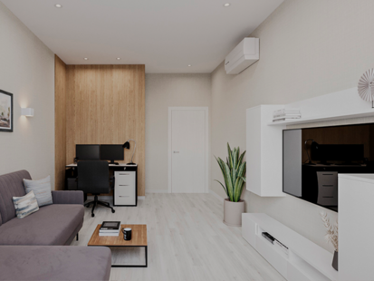 Фото № 5: Дизайн-проект двухкомнатной квартиры 65.15  м² Современный стиль для ЖК Спасский Мост