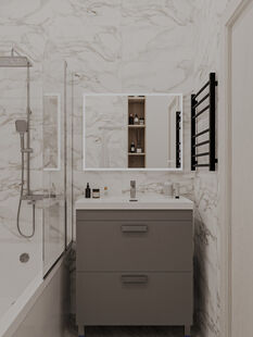 Фото № 2: Дизайн-проект двухкомнатной квартиры 65.15  м² Современный стиль для ЖК Спасский Мост