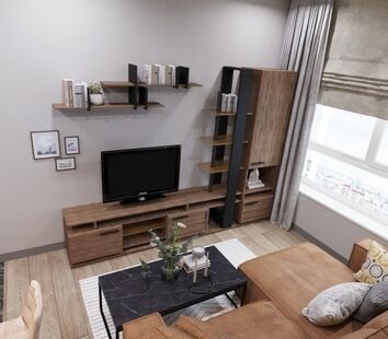 Фото № 4: Дизайн-проект двухкомнатной квартиры 39.73  м² стиль Модернизм для ЖК Holland Park