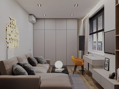 Фото № 4: Дизайн-проект трехкомнатной квартиры 63.5  м² Современный стиль для ЖК Парк Легенд