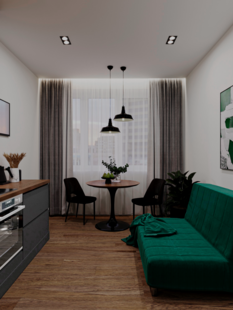 Фото № 3: Дизайн-проект трехкомнатной квартиры 63.5  м² Современный стиль для ЖК Парк Легенд