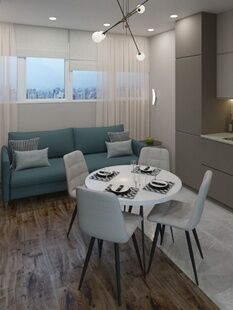 Фото № 2: Дизайн-проект однокомнатной квартиры 42.6  м² стиль Модернизм для ЖК Эко-град на Микояна