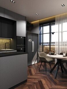 Фото № 1: Дизайн-проект двухкомнатной квартиры 46.05  м² Современный стиль для ЖК Золотые Ворота