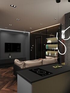 Фото № 4: Дизайн-проект двухкомнатной квартиры 46.05  м² Современный стиль для ЖК Золотые Ворота