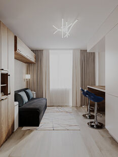 Фото № 3: Дизайн-проект квартиры-студии 34.9  м² Стиль Минимализм для ЖК Московский