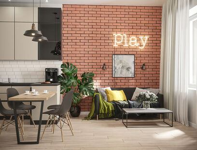 Фото № 1: Дизайн-проект двухкомнатной квартиры 49.01  м² Стиль Лофт для ЖК Тушино 2018