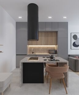 Фото № 1: Дизайн-проект однокомнатной квартиры 37.5  м² Стиль Минимализм для ЖК Сердце Столицы