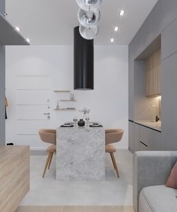 Фото № 5: Дизайн-проект однокомнатной квартиры 37.5  м² Стиль Минимализм для ЖК Сердце Столицы