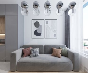 Фото № 2: Дизайн-проект однокомнатной квартиры 37.5  м² Стиль Минимализм для ЖК Сердце Столицы