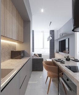 Фото № 4: Дизайн-проект однокомнатной квартиры 37.5  м² Стиль Минимализм для ЖК Сердце Столицы