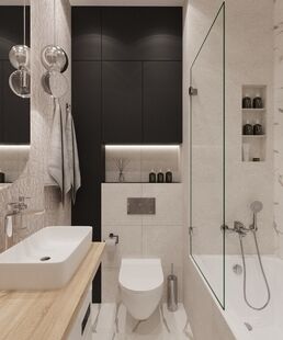 Фото № 6: Дизайн-проект однокомнатной квартиры 37.5  м² Стиль Минимализм для ЖК Сердце Столицы