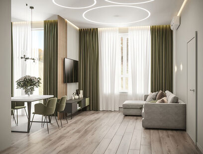 Фото № 6: Дизайн-проект четырехкомнатной квартиры 97.48  м² стиль Модернизм для ЖК Огни