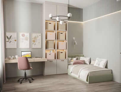 Фото № 4: Дизайн-проект четырехкомнатной квартиры 97.48  м² стиль Модернизм для ЖК Огни