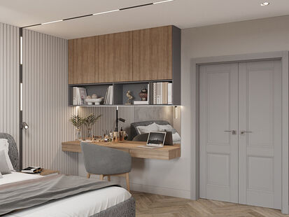 Фото № 4: Дизайн-проект четырехкомнатной квартиры 114.47  м² стиль Модернизм для ЖК Лондон Парк