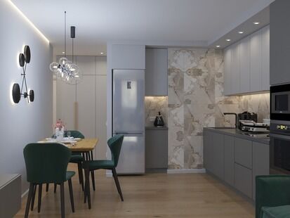 Фото № 3: Дизайн-проект трехкомнатной квартиры 71.3  м² Современный стиль для ЖК Минский Квартал