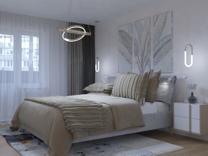 Фото № 6: Дизайн-проект трехкомнатной квартиры 71.3  м² Современный стиль для ЖК Минский Квартал