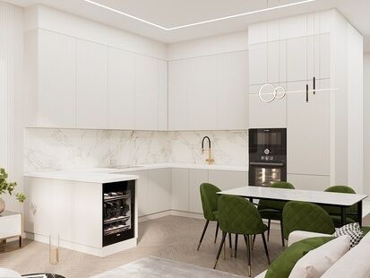 Фото № 4: Дизайн-проект четырехкомнатной квартиры 112.09  м² стиль Модернизм для ЖК Silver