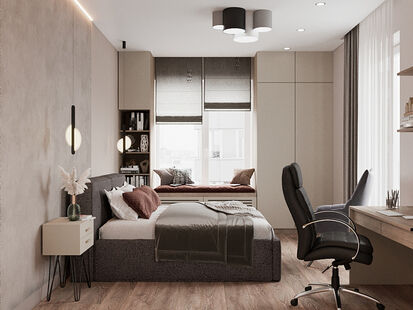 Фото № 5: Дизайн-проект трехкомнатной квартиры 70.52  м² стиль Модернизм для ЖК Филатов Луг