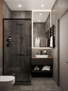 Фото № 3: Дизайн-проект трехкомнатной квартиры 70.52  м² стиль Модернизм для ЖК Филатов Луг