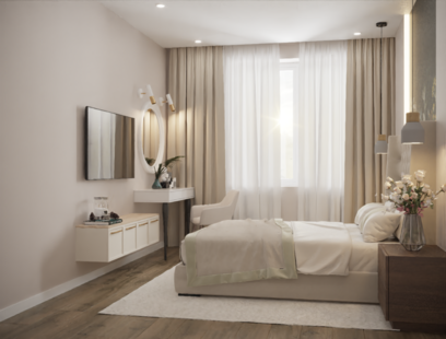 Фото № 6: Дизайн-проект двухкомнатной квартиры 64.75  м² Современный стиль для ЖК Дом на Набережной