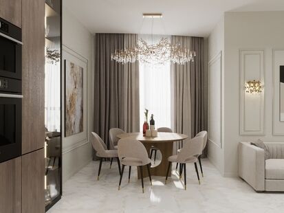 Фото № 1: Дизайн-проект трехкомнатной квартиры 79.5  м² Стиль Современная классика для ЖК Крылья