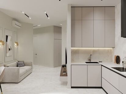 Фото № 5: Дизайн-проект трехкомнатной квартиры 79.5  м² Стиль Современная классика для ЖК Крылья